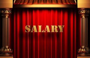 salary golden word on red curtain photo