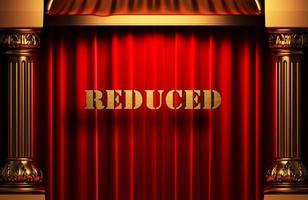 reduced golden word on red curtain photo