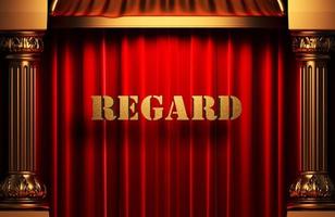 regard golden word on red curtain photo