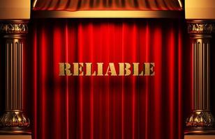 reliable golden word on red curtain photo