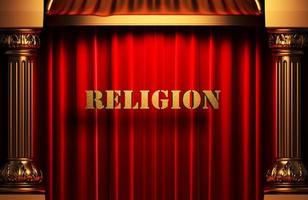 religion golden word on red curtain photo