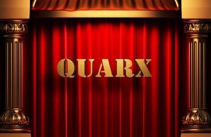 quarx golden word on red curtain photo