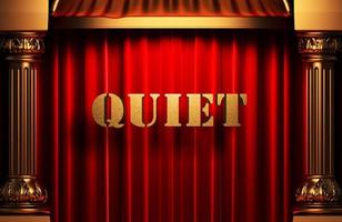 quiet golden word on red curtain photo