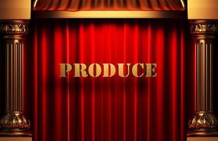 produce golden word on red curtain photo