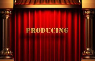 producing golden word on red curtain photo