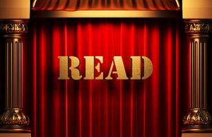 read golden word on red curtain photo