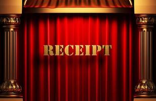 receipt golden word on red curtain photo