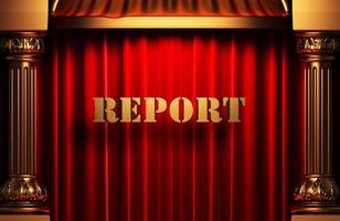 report golden word on red curtain photo