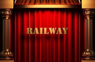 railway golden word on red curtain photo