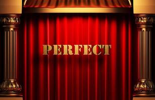 perfect golden word on red curtain photo