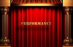 performance golden word on red curtain photo