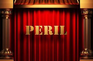 peril golden word on red curtain photo