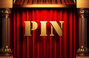 pin golden word on red curtain photo