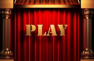 play golden word on red curtain photo