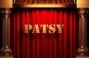 patsy golden word on red curtain photo