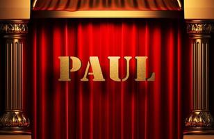 paul golden word on red curtain photo