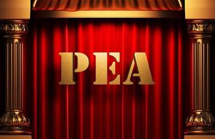 pea golden word on red curtain photo