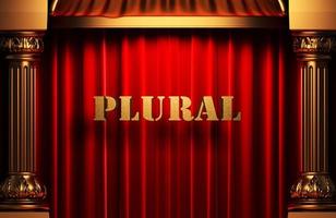 plural golden word on red curtain photo