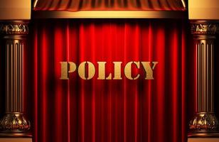 policy golden word on red curtain photo