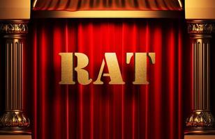 rat golden word on red curtain photo