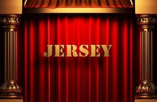 jersey golden word on red curtain photo