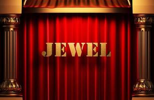 jewel golden word on red curtain photo