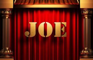 joe golden word on red curtain photo