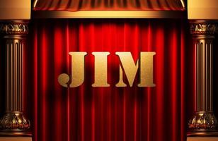 jim golden word on red curtain photo