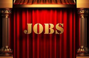 jobs golden word on red curtain photo