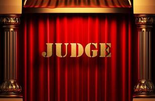 judge golden word on red curtain photo