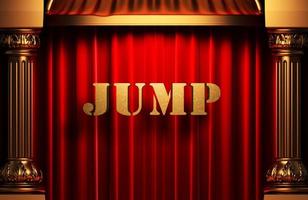 jump golden word on red curtain photo