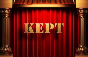 kept golden word on red curtain photo