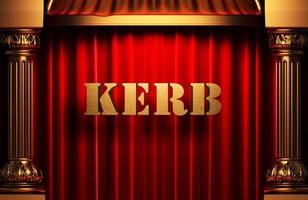 kerb golden word on red curtain photo