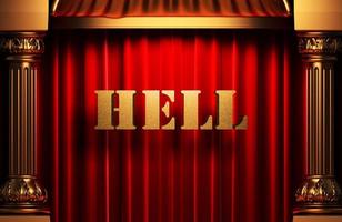 hell golden word on red curtain photo