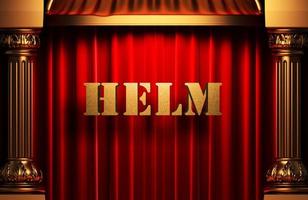 helm golden word on red curtain photo