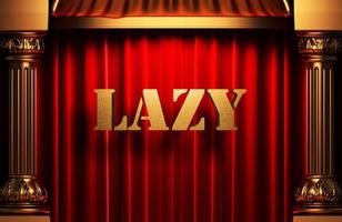 lazy golden word on red curtain photo