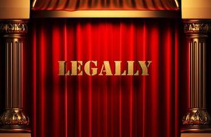 legally golden word on red curtain photo