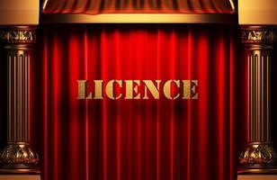 licence golden word on red curtain photo