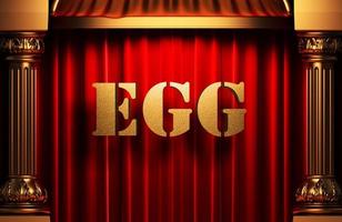 egg golden word on red curtain photo