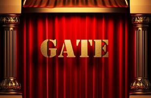 gate golden word on red curtain photo