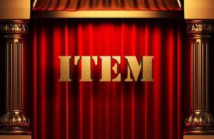 item golden word on red curtain photo