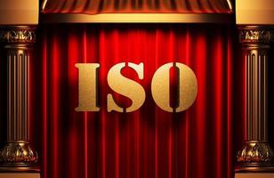 iso golden word on red curtain photo