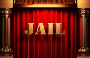 jail golden word on red curtain photo