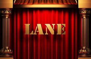 lane golden word on red curtain photo