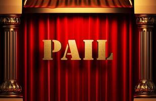 pail golden word on red curtain photo