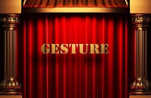 gesture golden word on red curtain photo