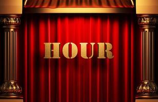 hour golden word on red curtain photo