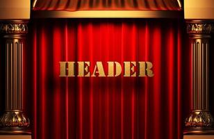 header golden word on red curtain photo