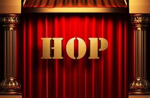 hop golden word on red curtain photo