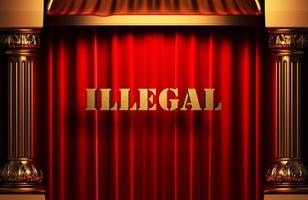 illegal golden word on red curtain photo